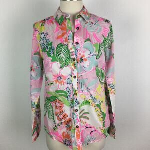 Lilly Pulitzer for Target Pink Floral Long Sleeve Button Blouse XS